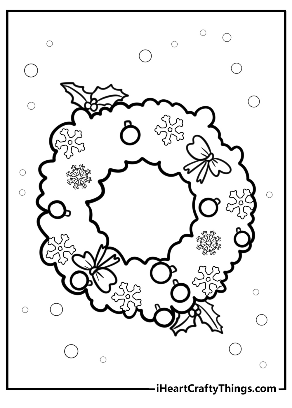 Christmas wreath with bows and snowflakes free pdf