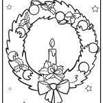 Christmas wreath with candles and holly coloring page