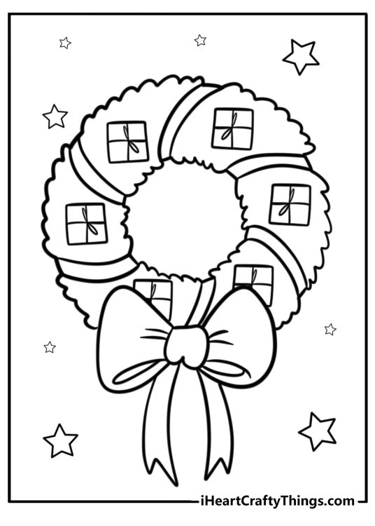 Christmas wreath with tiny presents free printable pdf