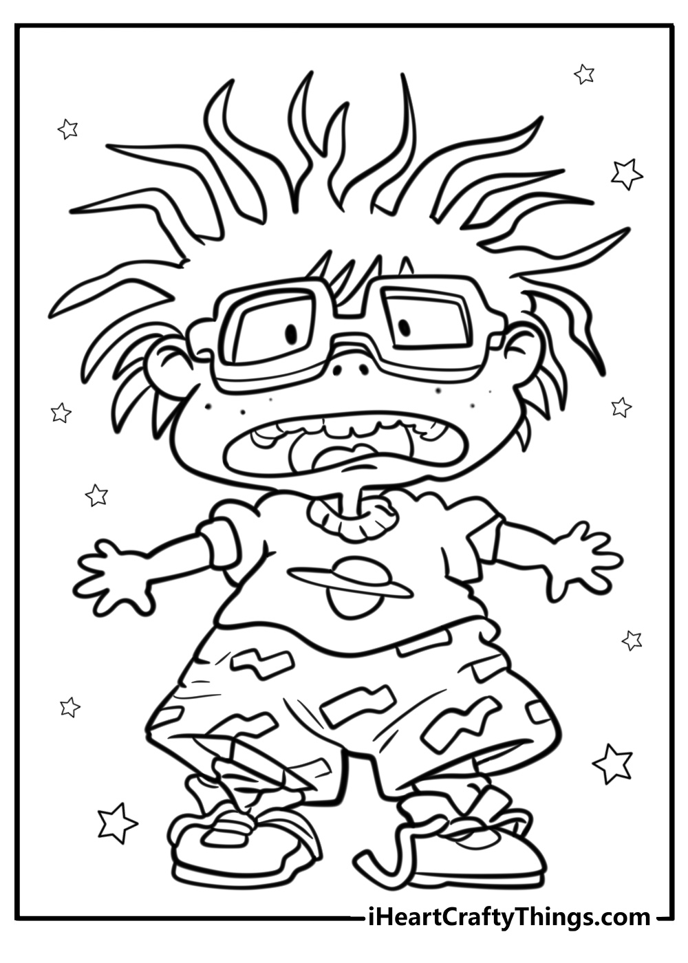 Chuckie finster looking scared detailed rugrats coloring sheet