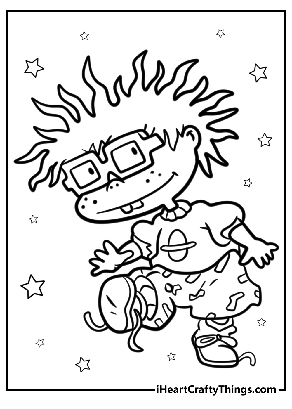 Chuckie with his big glasses printable coloring page