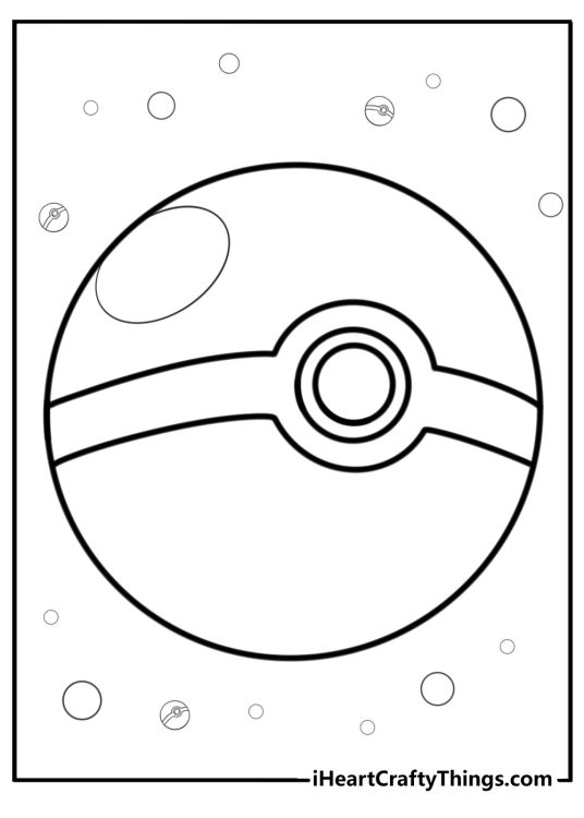 Classic pokeball with bold lines coloring page for kids