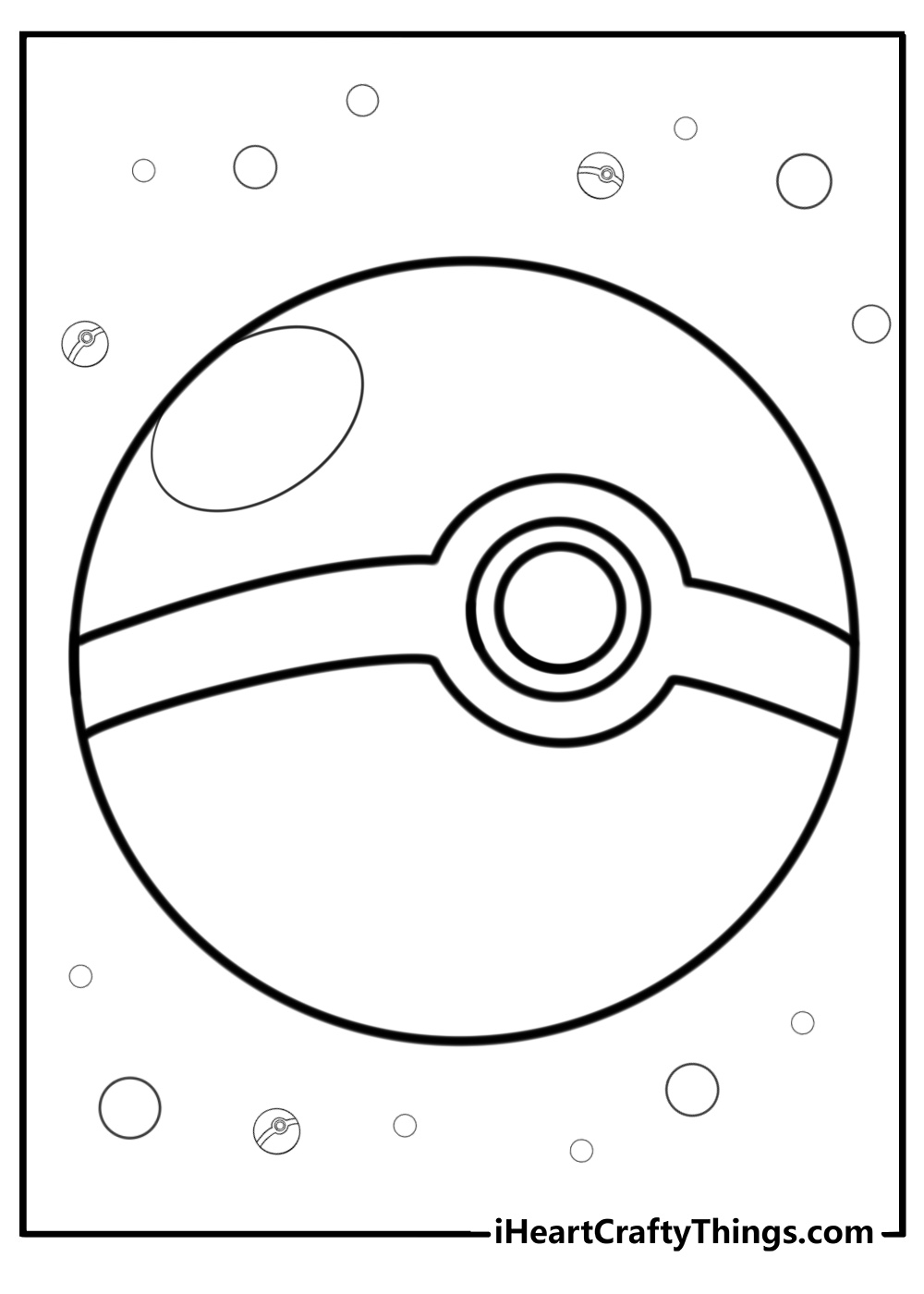 Classic pokeball with bold lines coloring page for kids