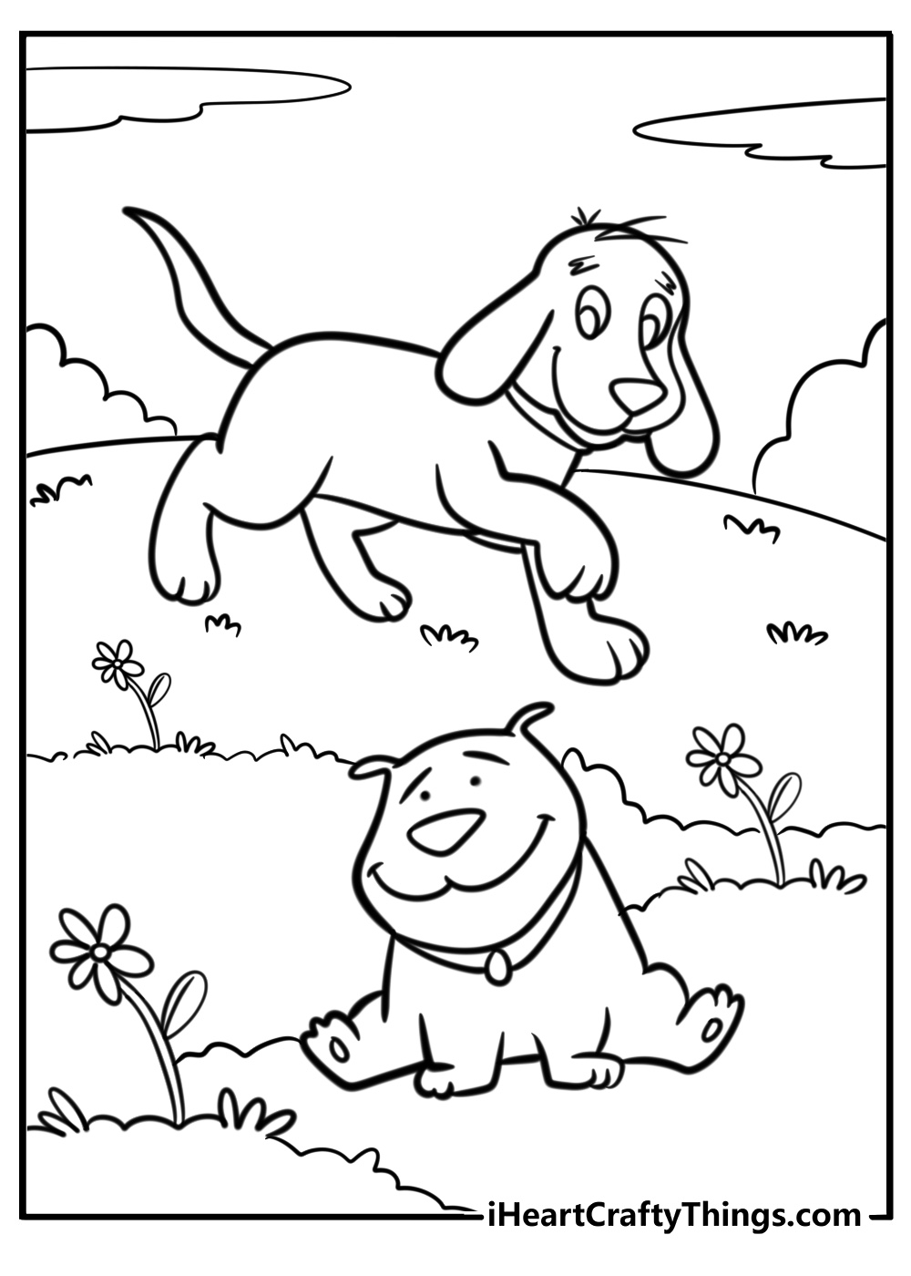 Clifford and t bone playing together fun coloring sheet