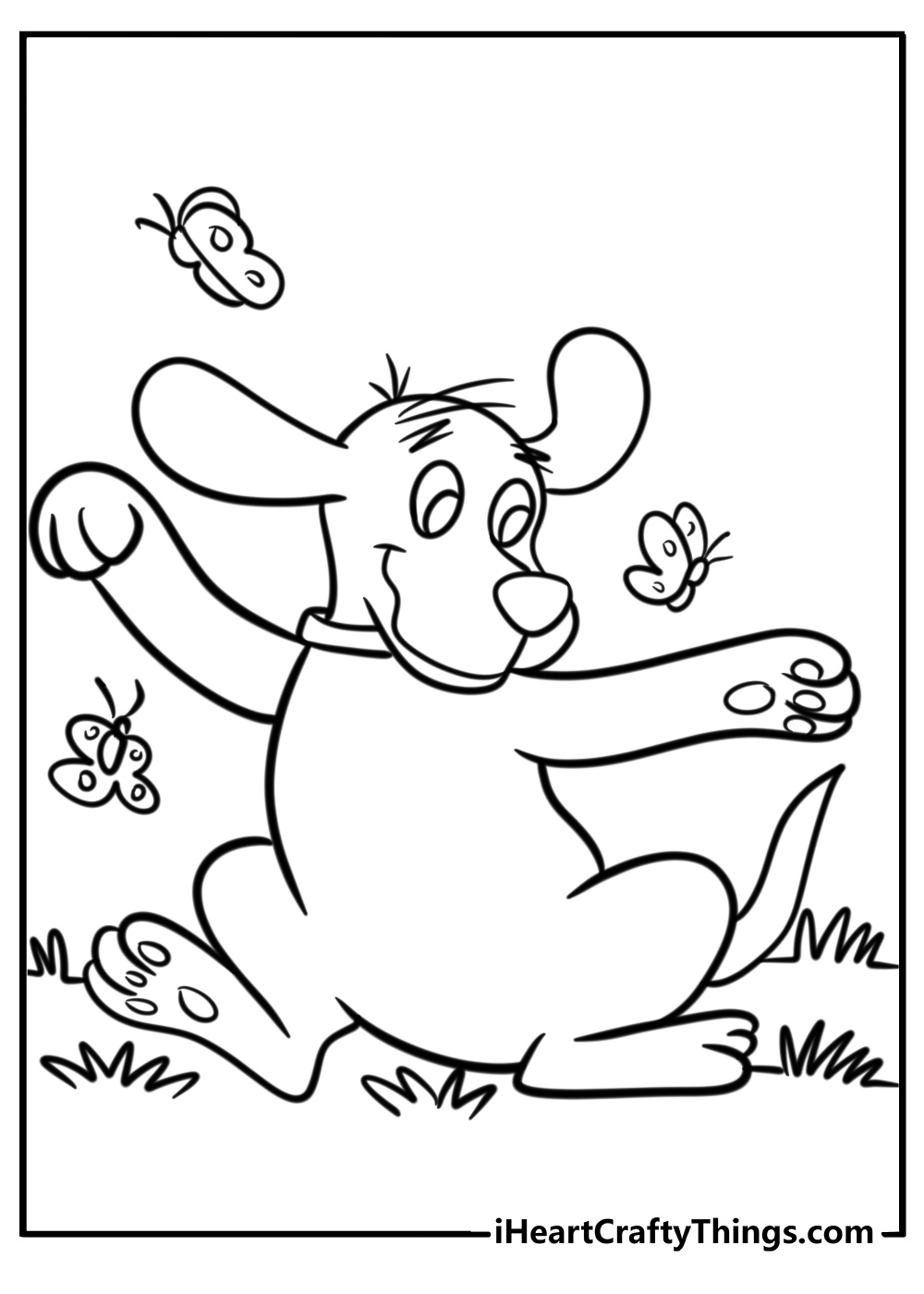 Clifford chasing butterflies detailed coloring sheet