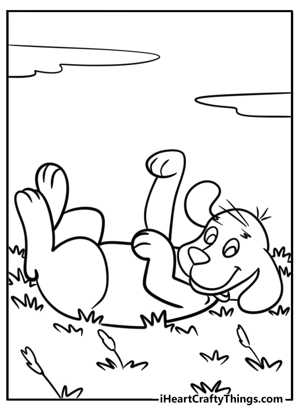 Clifford lying on the grass coloring page for kids