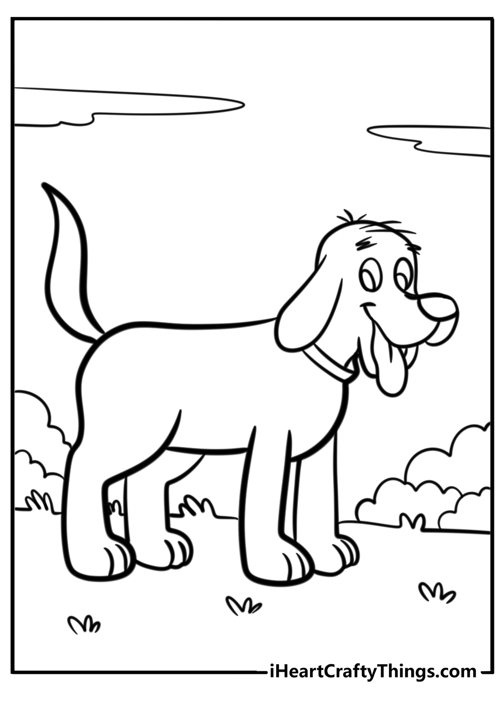 Clifford standing tall with a big smile coloring page