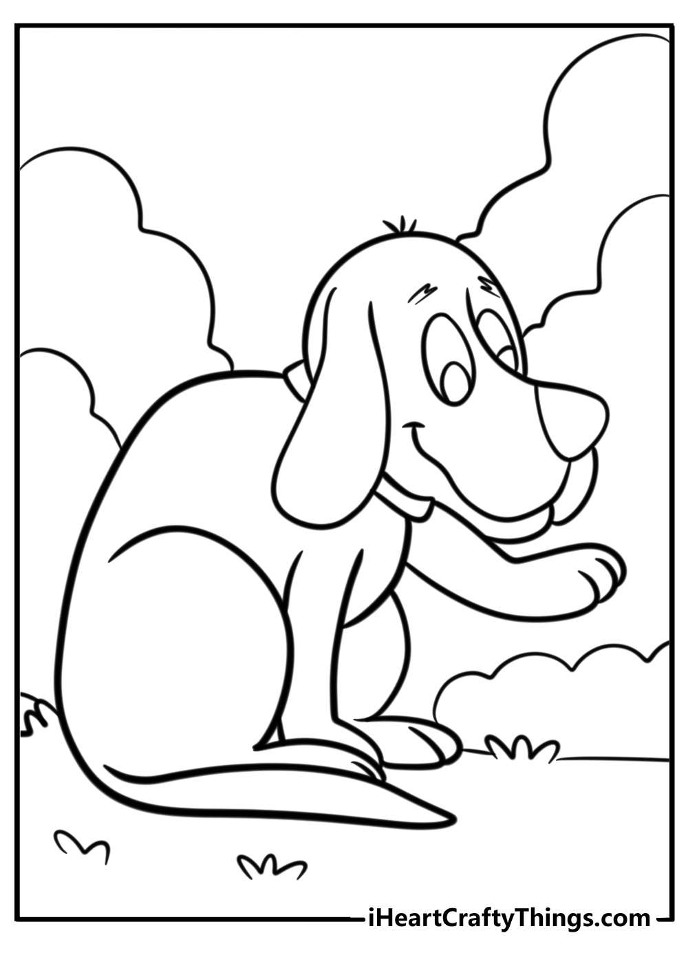 Clifford with his paw up detailed coloring sheet