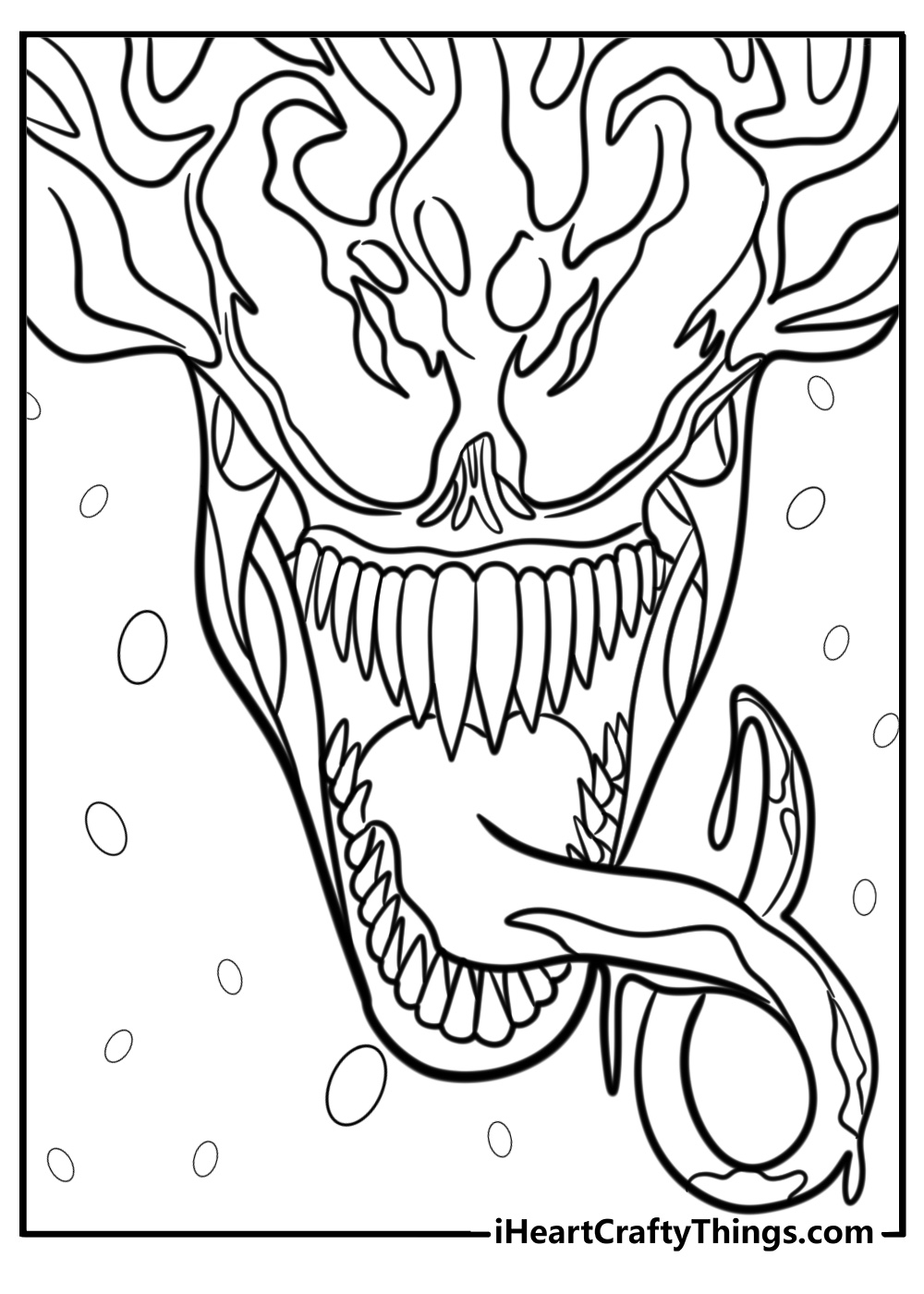 Close up of carnage's face coloring page for kids