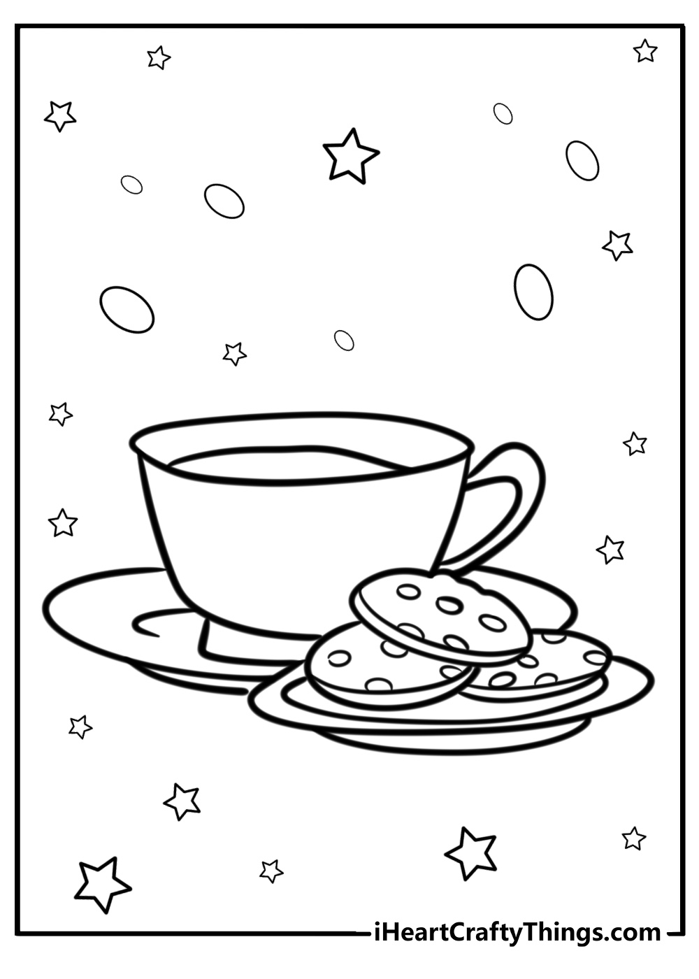 Coffee and cookies together free coloring page pdf