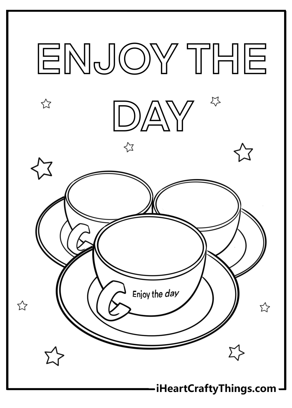 Coffee cup with a cute message free coloring page pdf