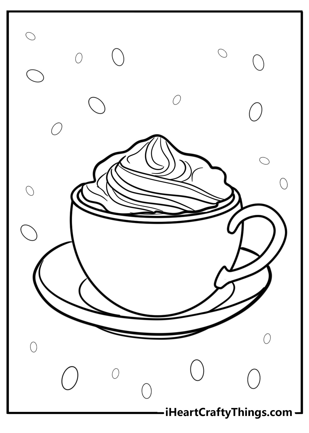 Coffee cup with whipped cream on top free printable coloring page