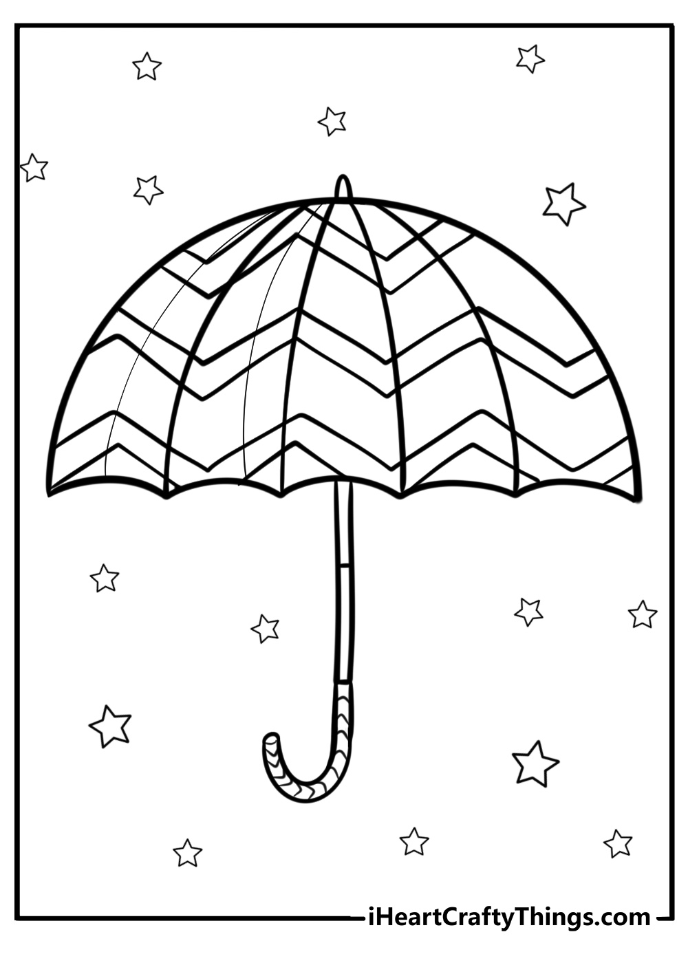 Colorful umbrella with zigzag patterns fun coloring sheet