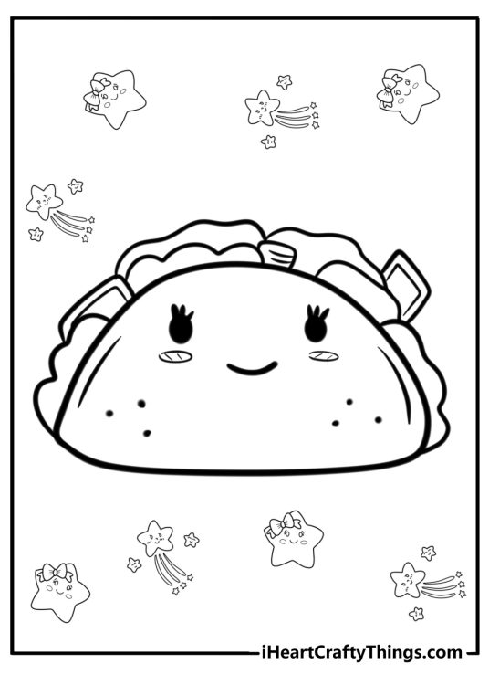 Cute cartoon taco free coloring page