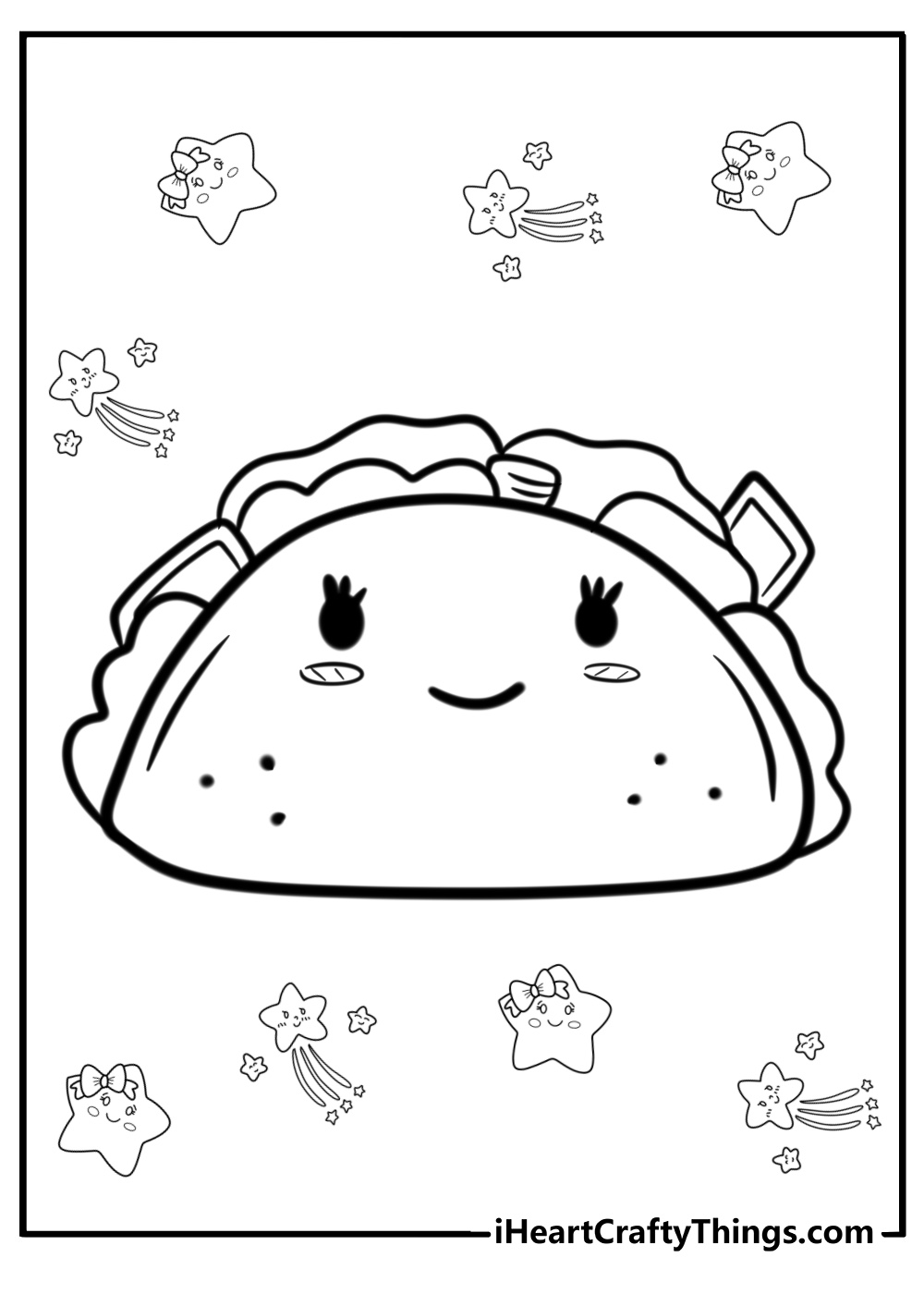 Cute cartoon taco free coloring page