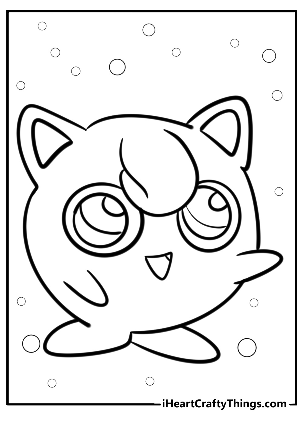 Cute jigglypuff waving detailed coloring sheet