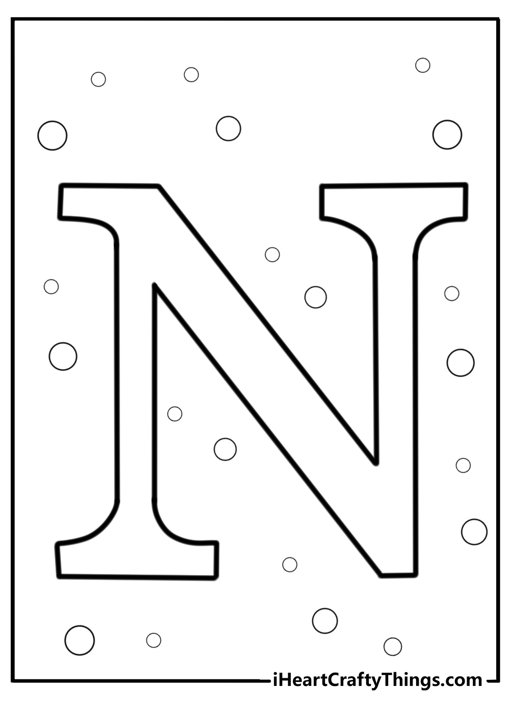 Decorative letter n coloring page