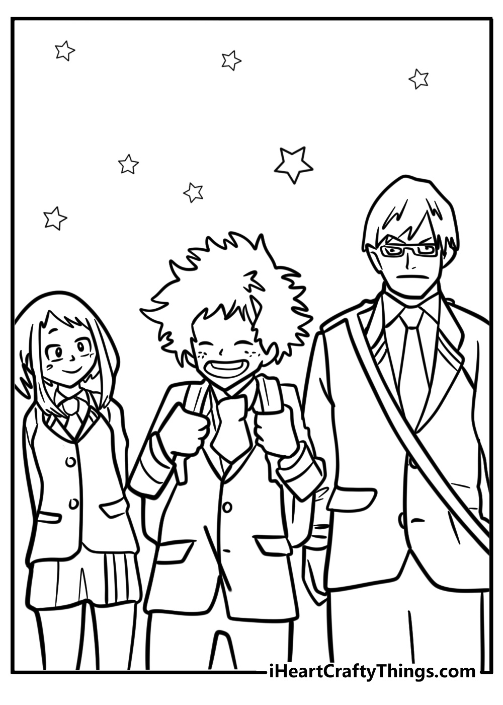 Deku and his classmates free coloring page