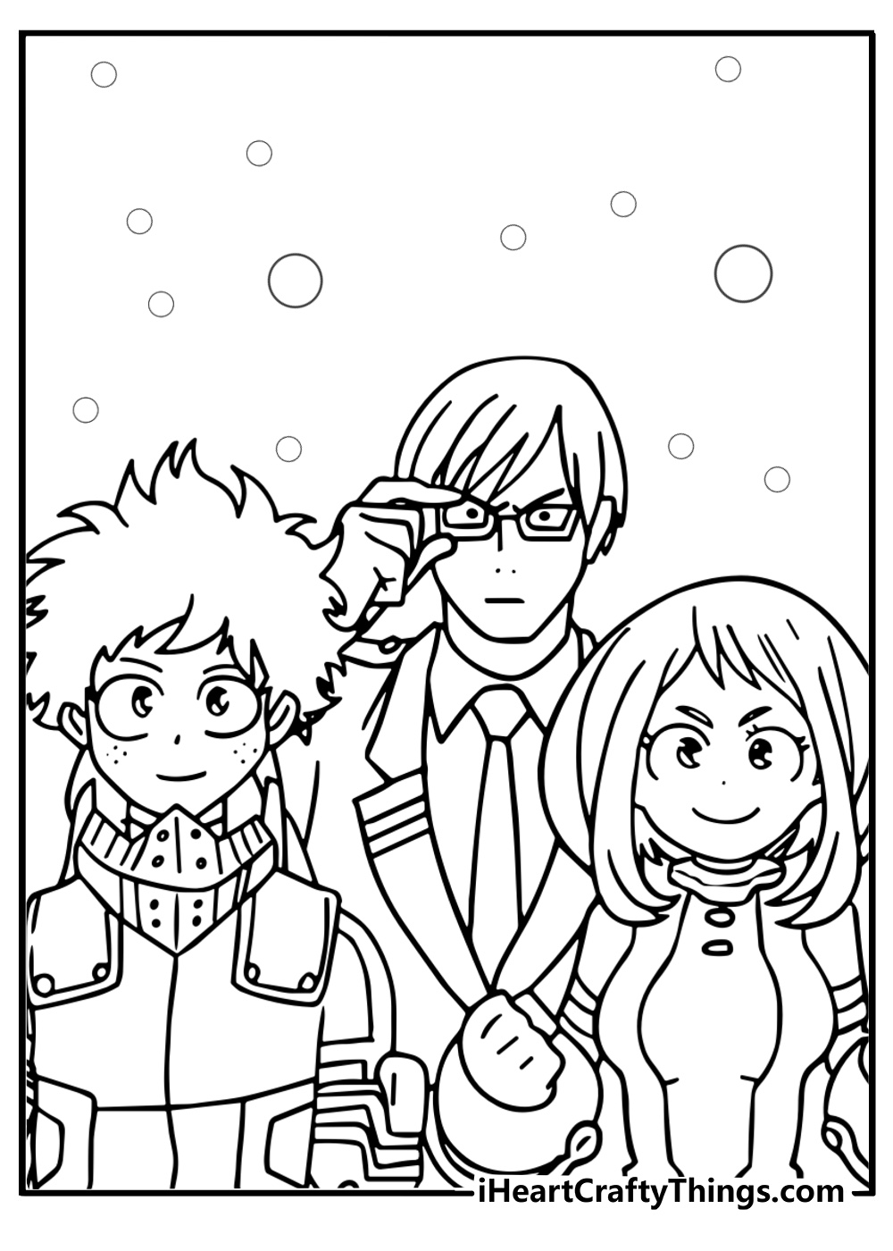 Deku and his friends printable coloring page