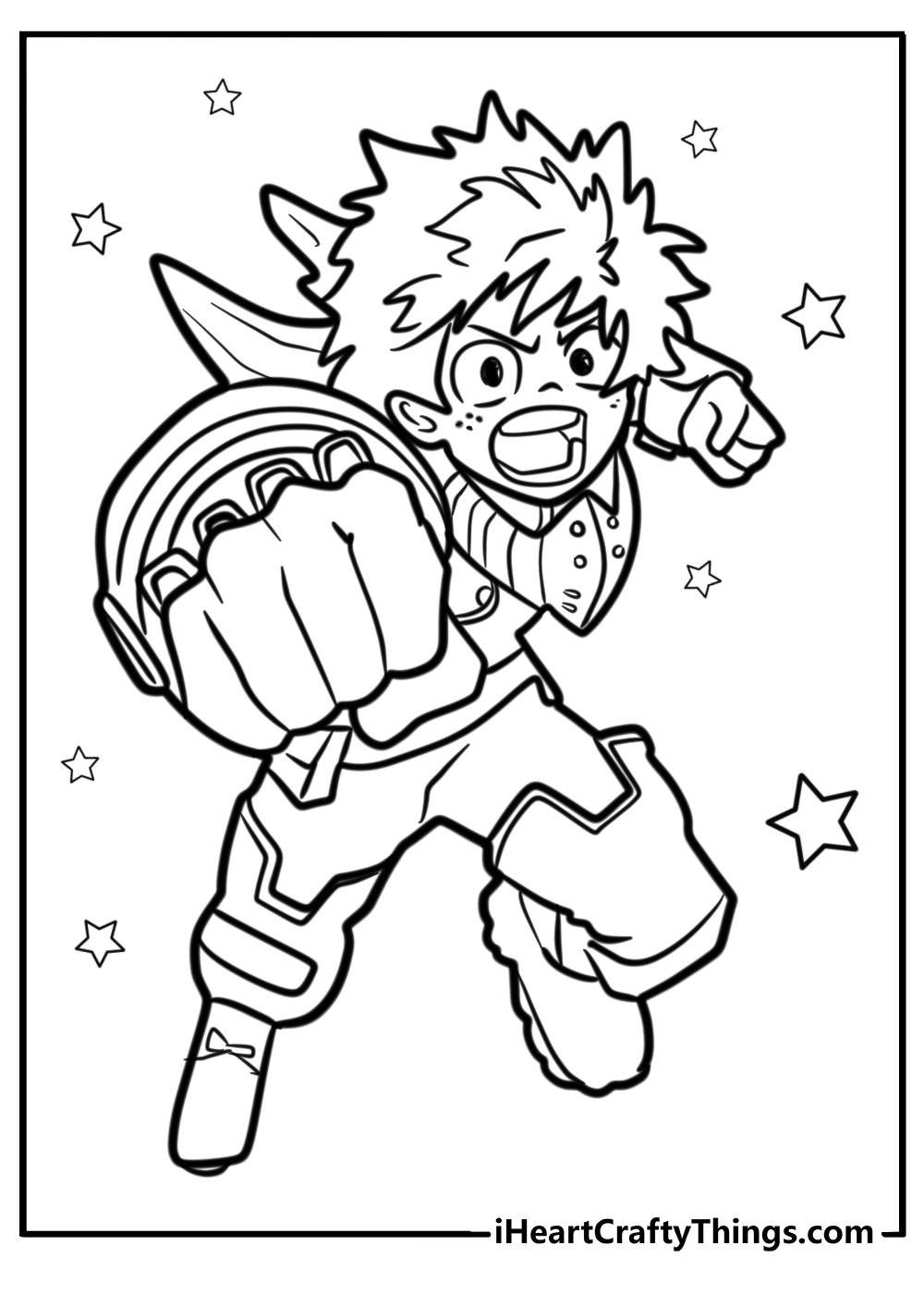 Deku during a fight free coloring page