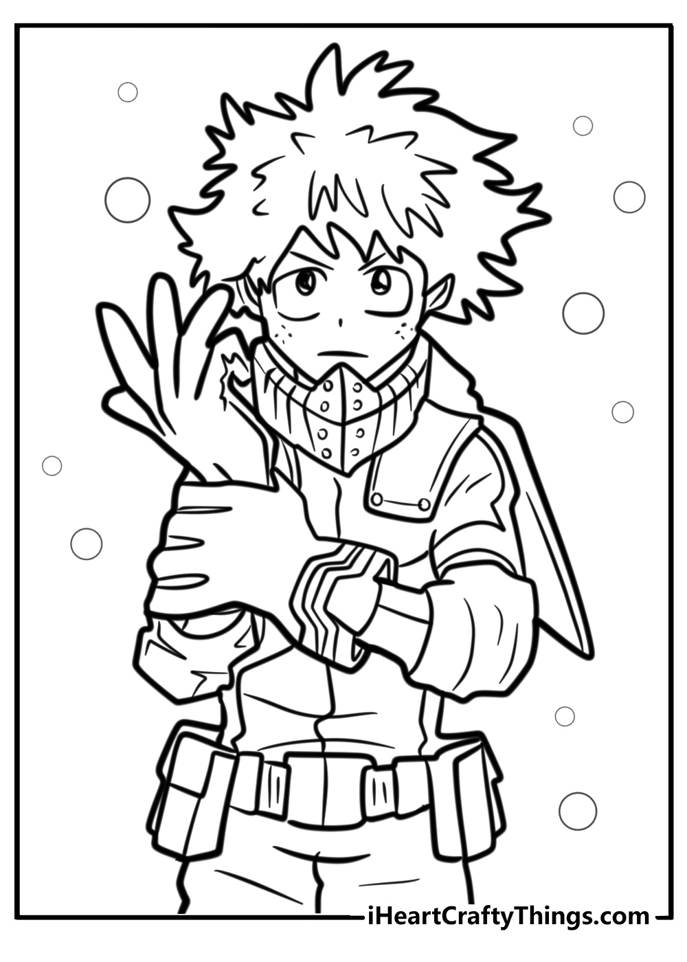 Deku in battle pose printable coloring sheet