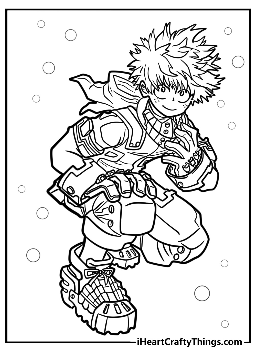 Deku in hero costume free coloring page