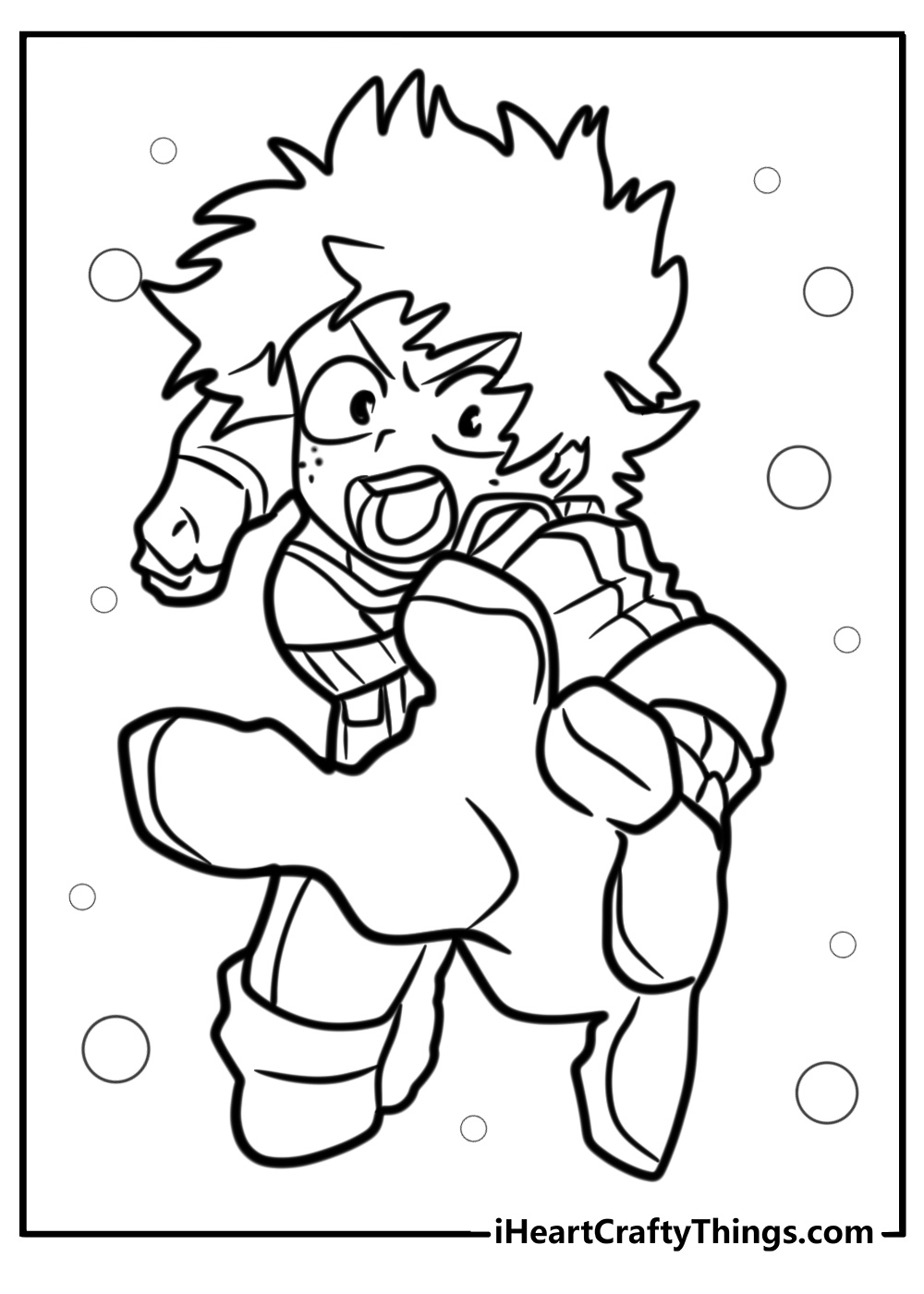 Deku jumping forward coloring sheet