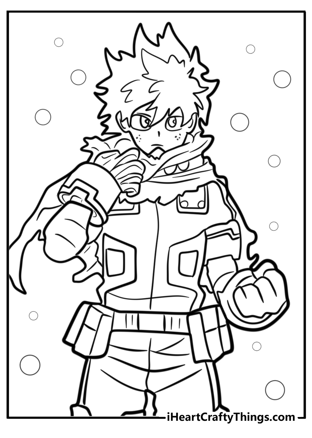 Deku looking brave free coloring page