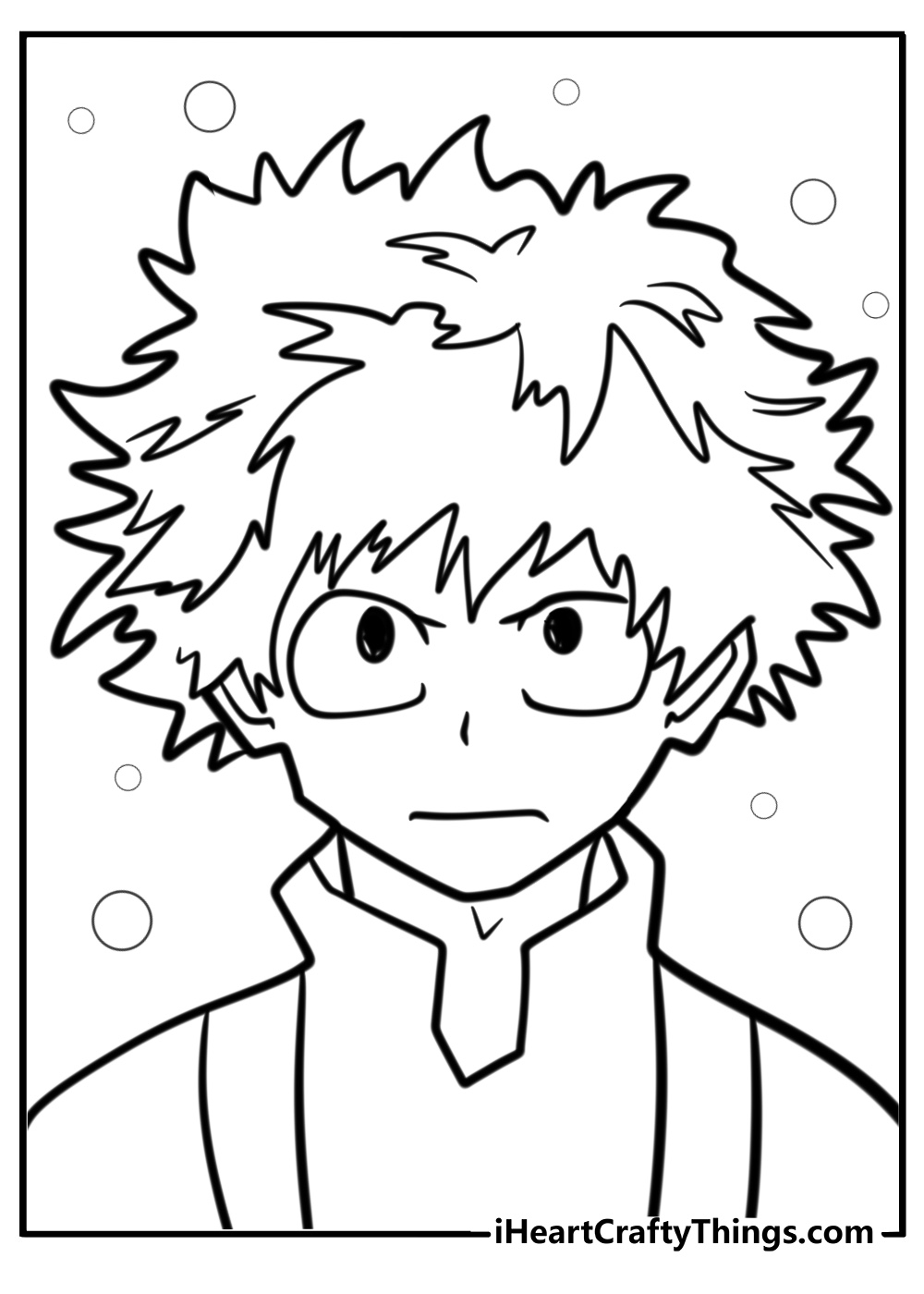 Deku looking determined coloring page