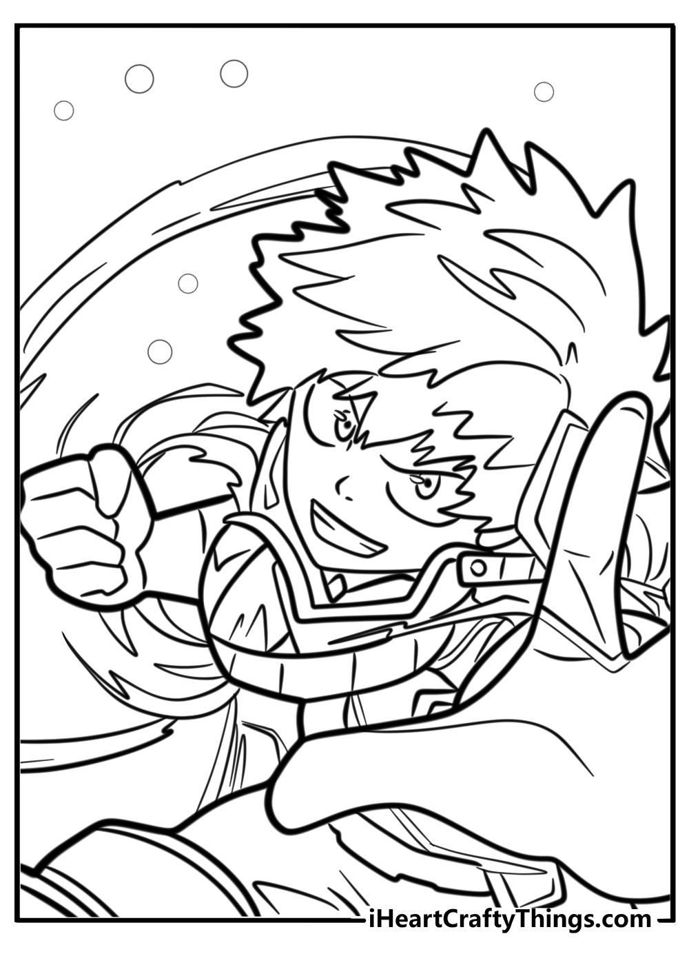 Deku mid air punch free coloring page