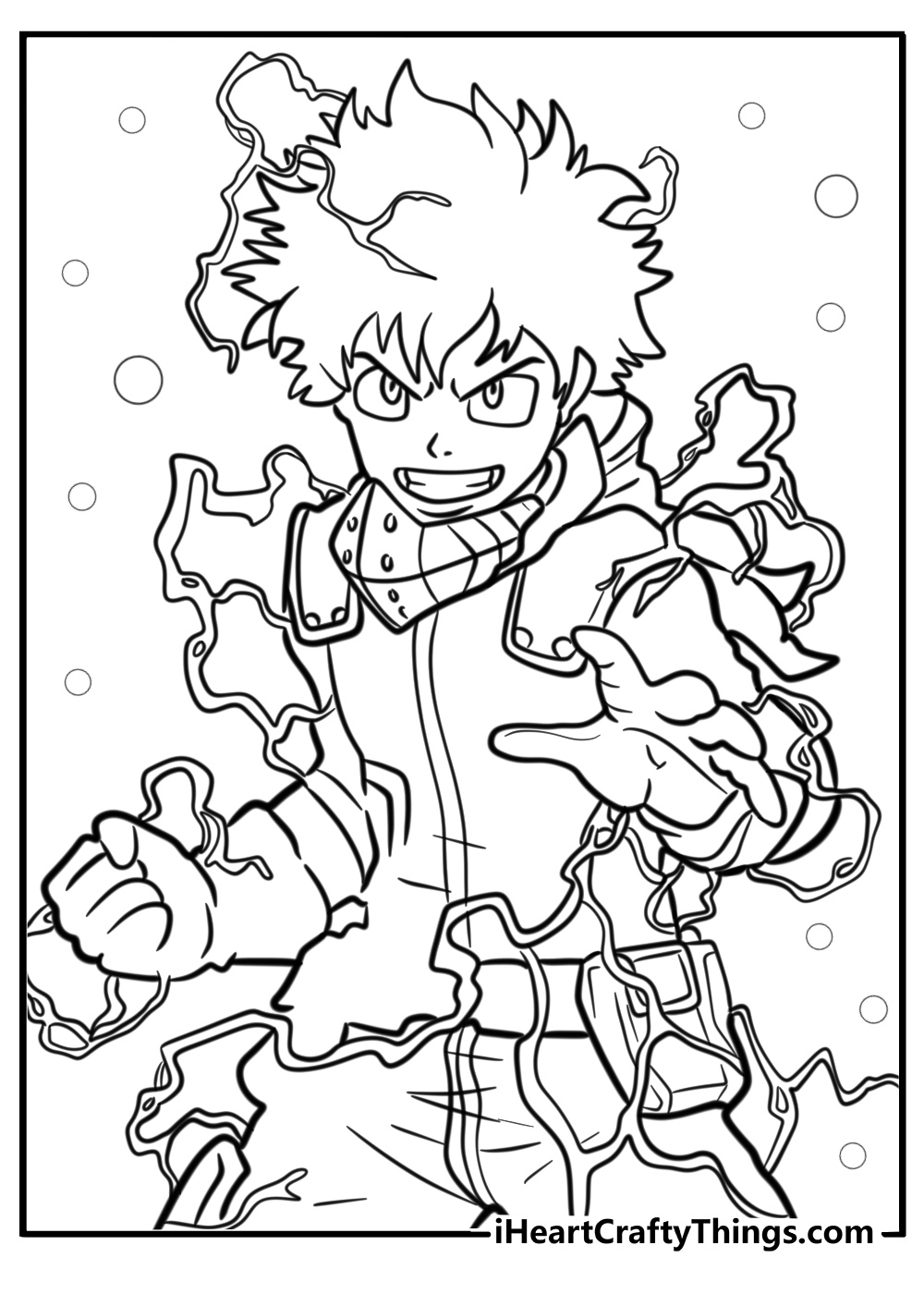 Deku powering up coloring sheet