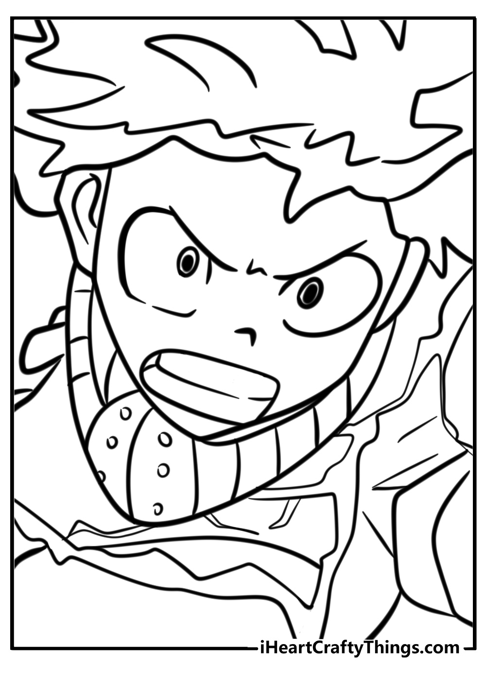 Deku running into action coloring sheet