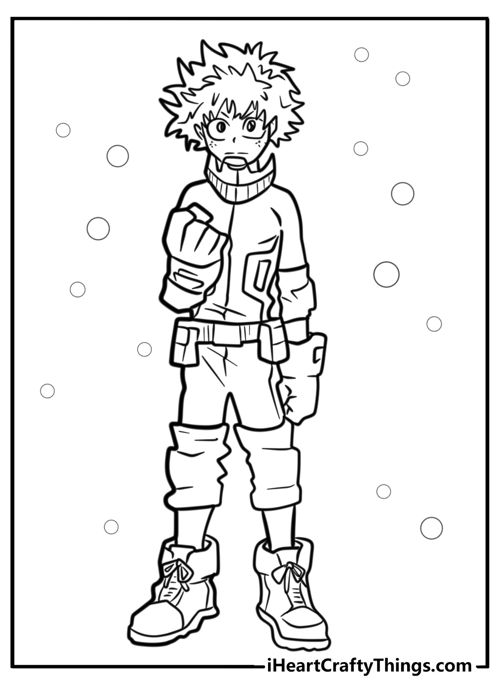 Deku standing tall coloring sheet