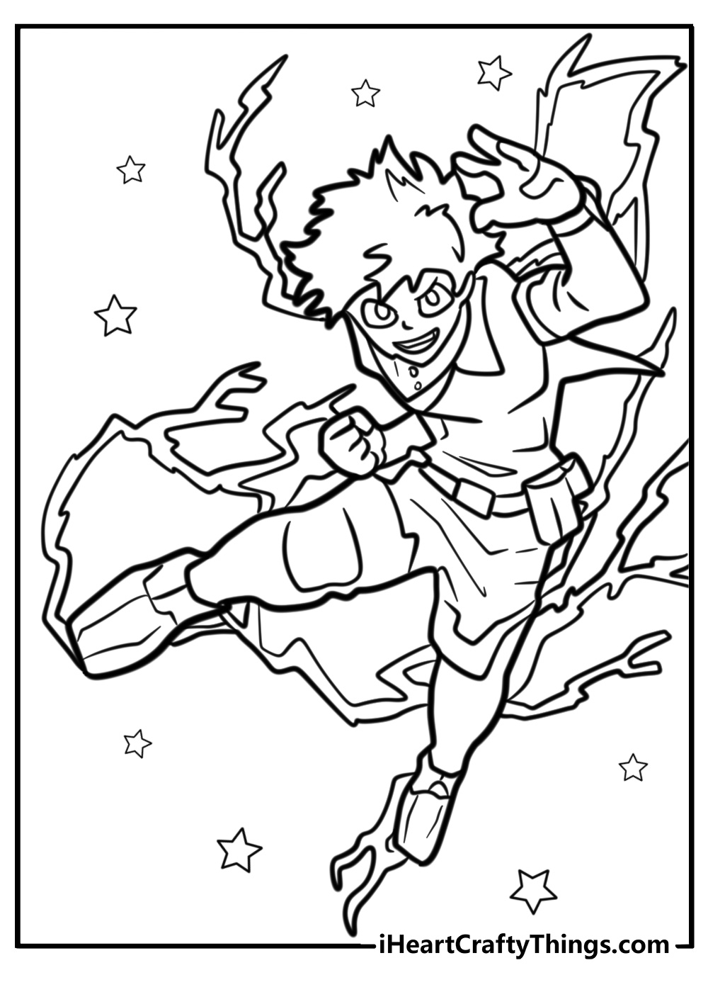 Deku using his power coloring sheet