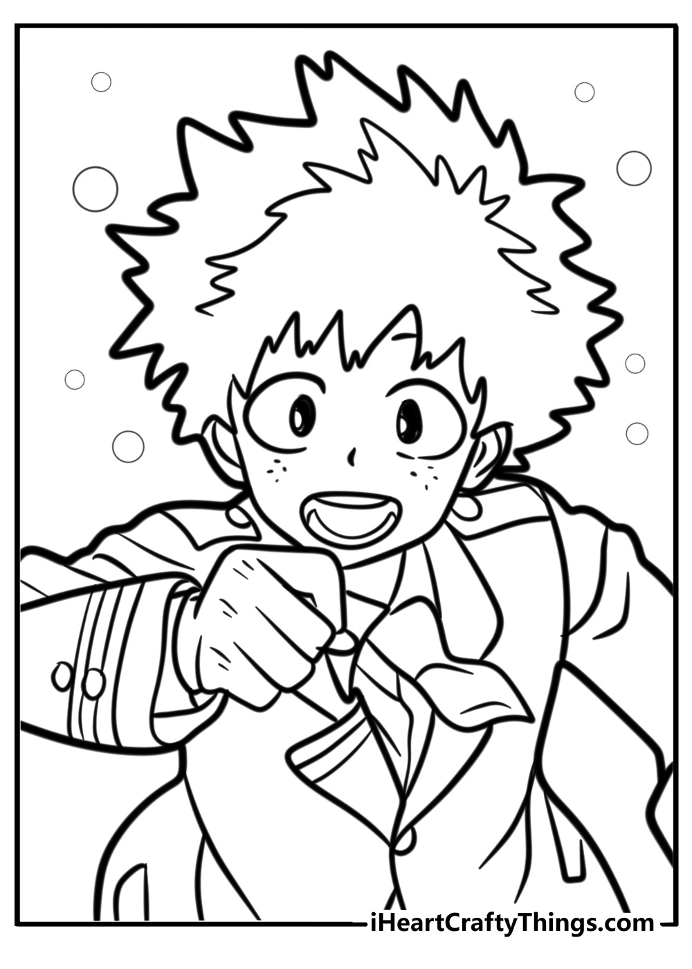 Deku with bright eyes printable coloring sheet