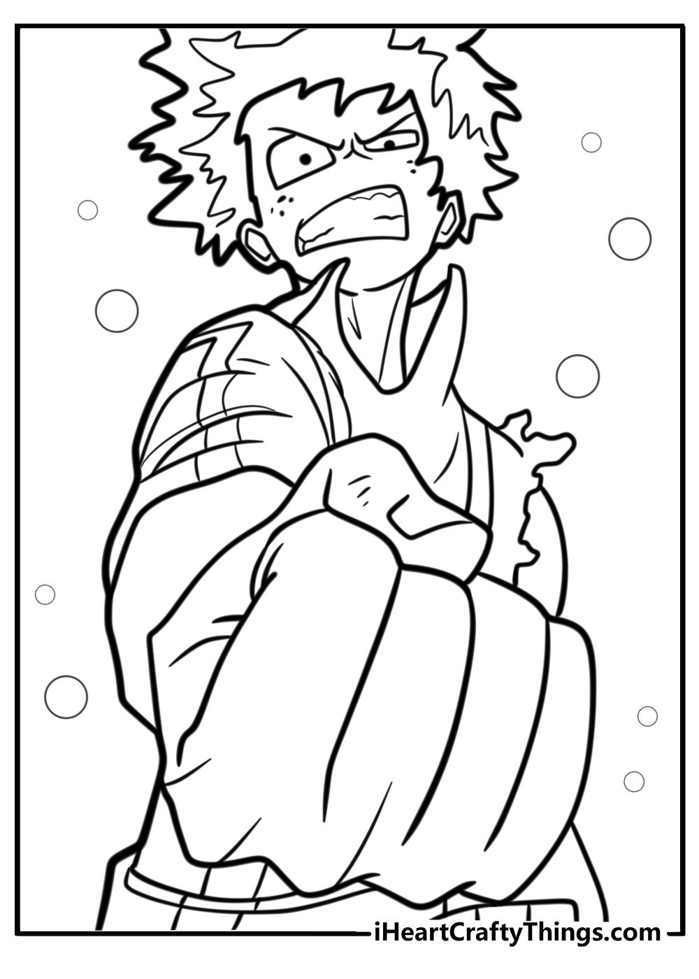 Deku with clenched fists coloring page