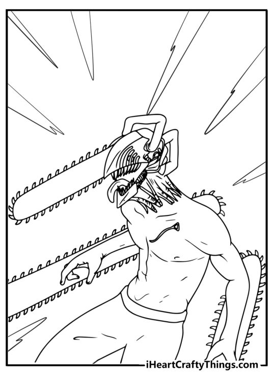 Denji with his chainsaw head coloring sheet