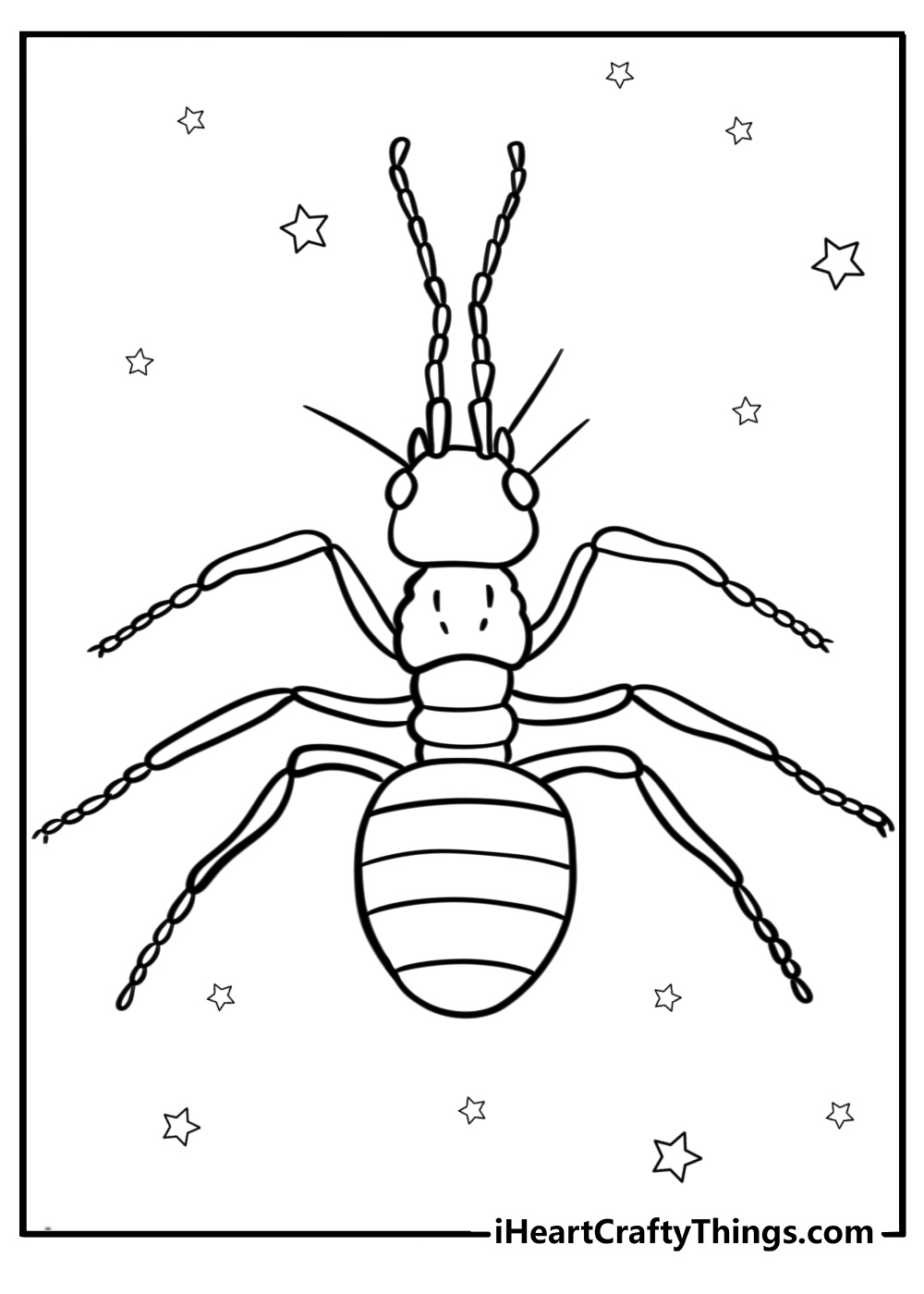 Detailed ant with antennae coloring sheet