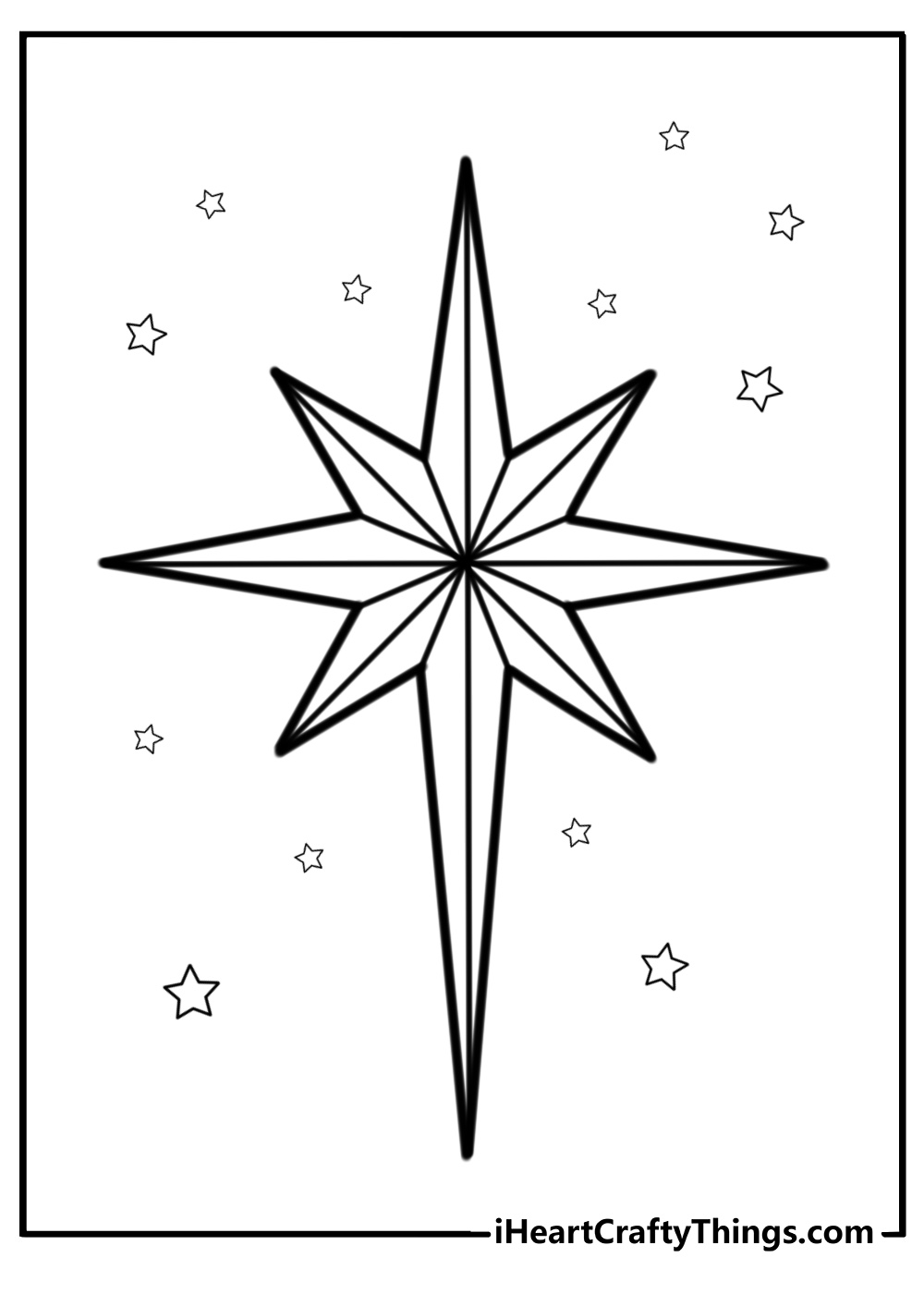 Detailed christmas star with sparkles coloring sheet