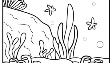 Detailed coral reef with starfish coloring sheet