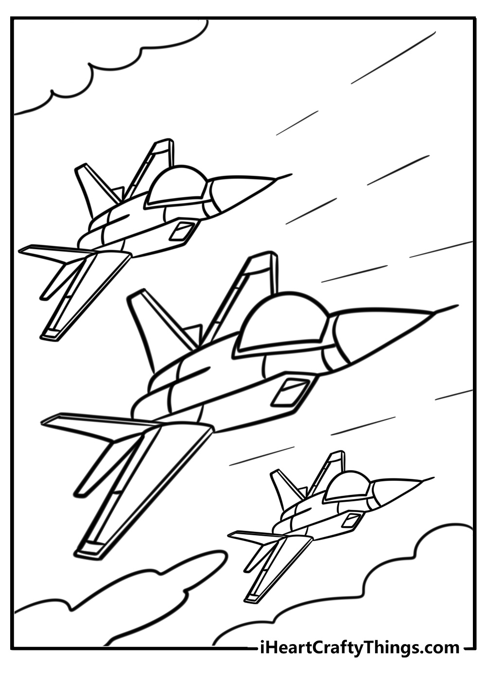 Detailed fighter jet in flight coloring sheet