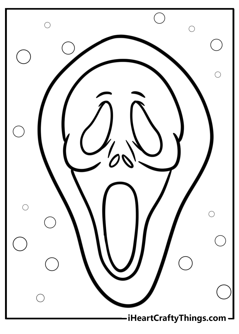 Detailed ghostface mask coloring sheet