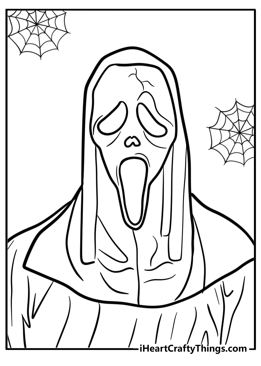 Detailed ghostface with hood coloring sheet