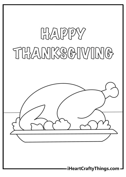 detailed roasted turkey with garnish thanksgiving coloring page