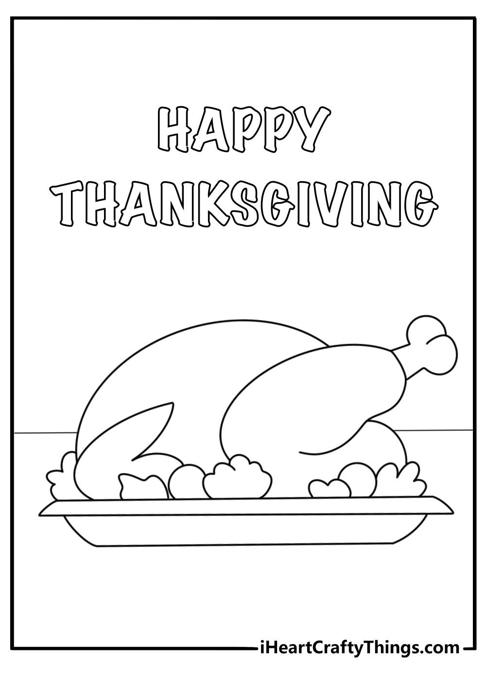 detailed roasted turkey with garnish thanksgiving coloring page