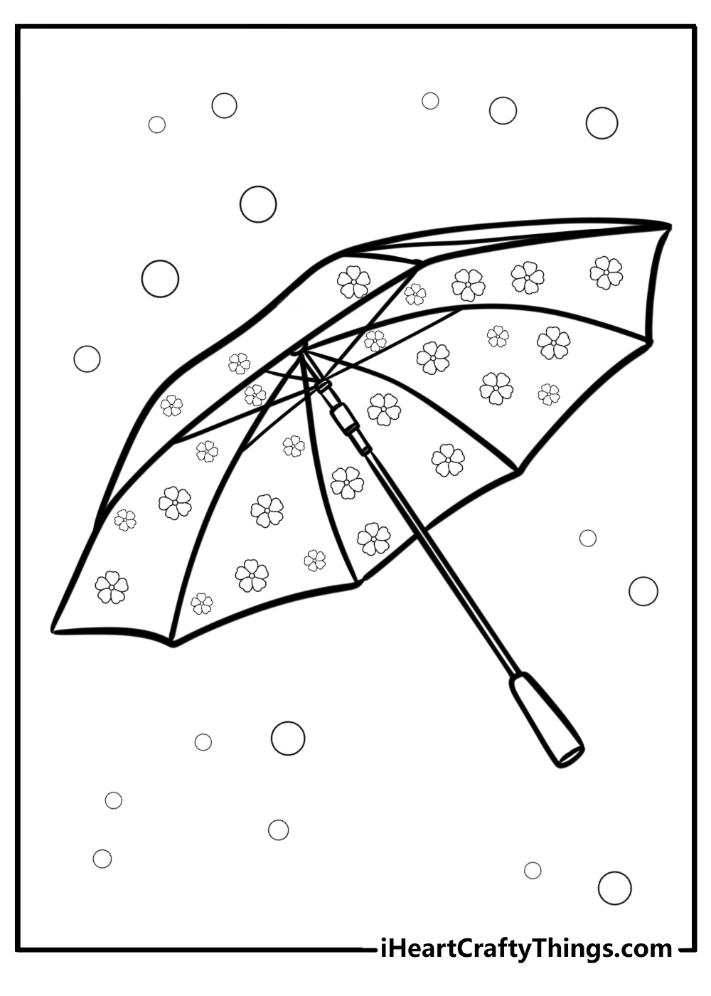 Detailed umbrella with floral patterns coloring sheet