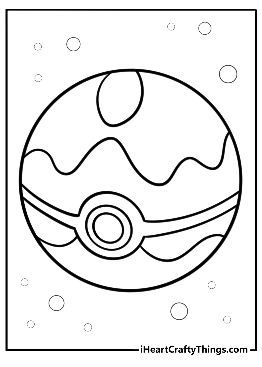 Dive ball with water elements detailed coloring sheet