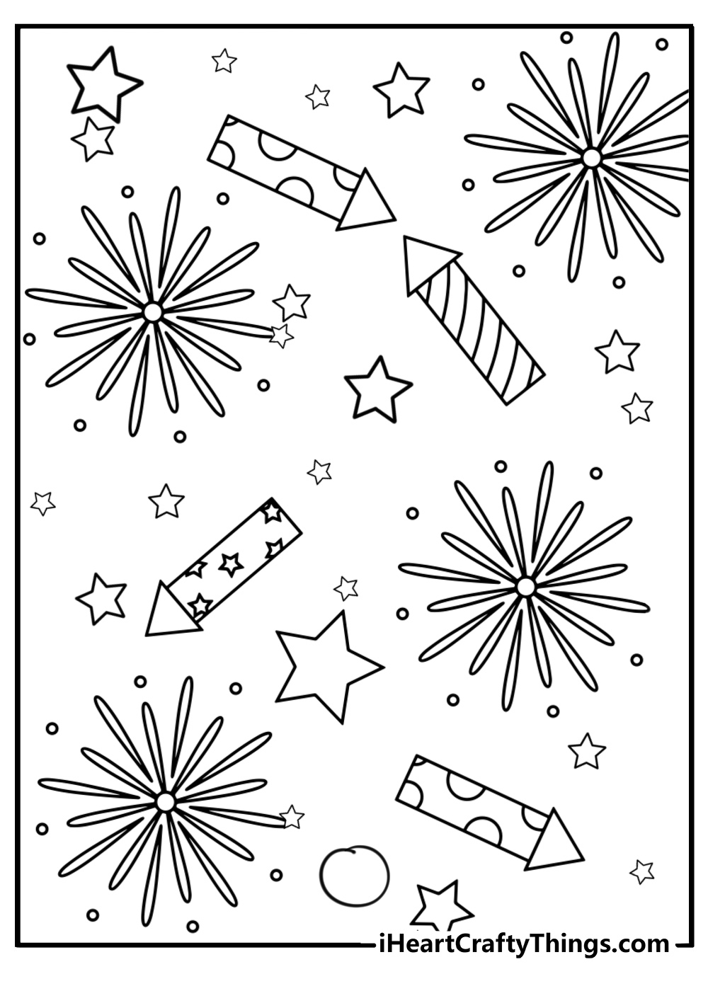 Diwali celebration with fireworks and lights free coloring page pdf