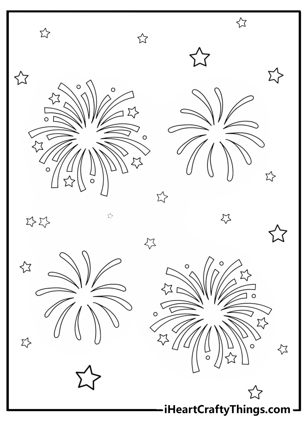 Diwali fireworks in the night sky detailed coloring sheet