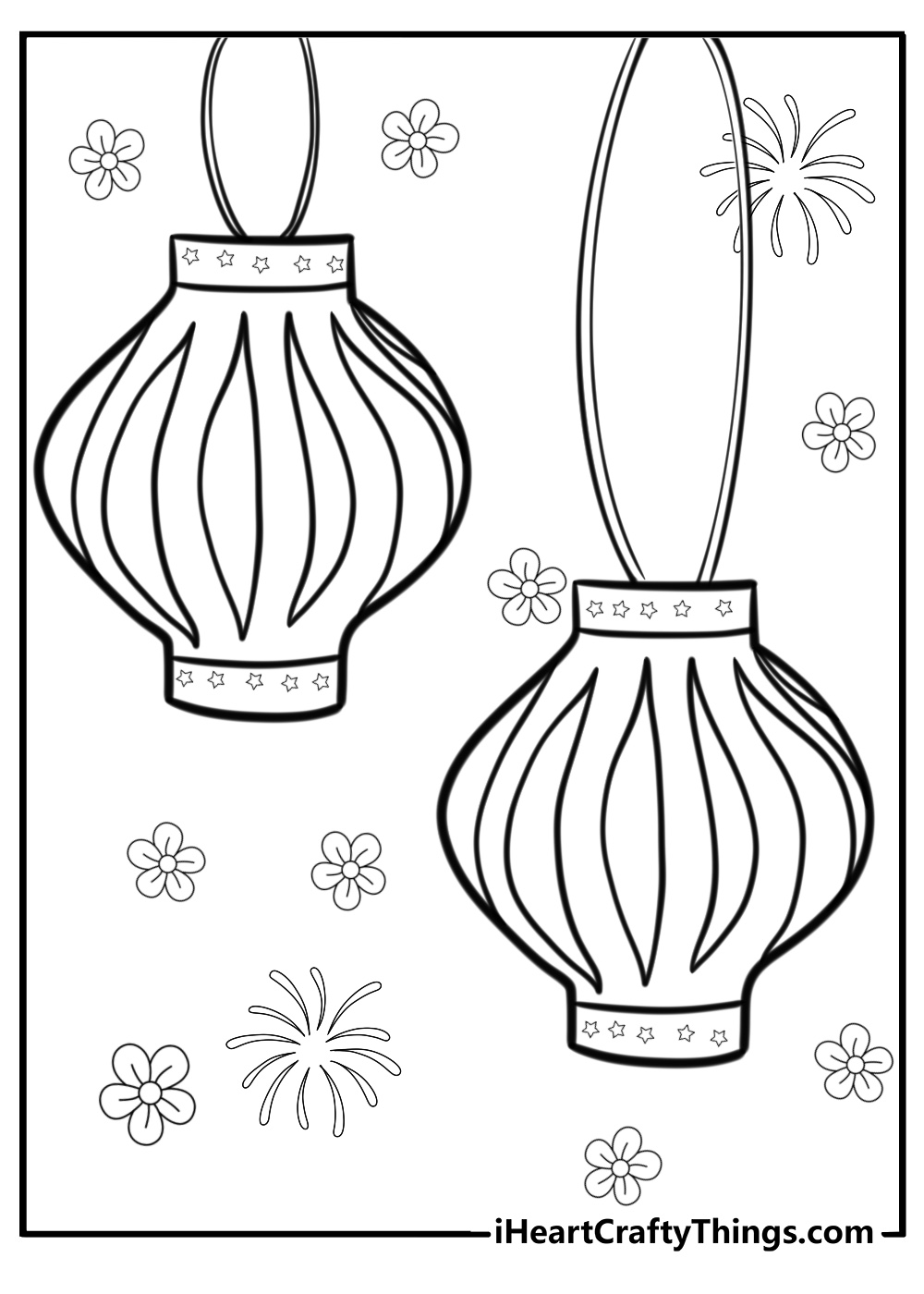 Diwali lanterns hanging fun printable coloring sheet